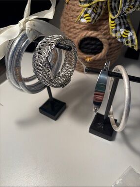 Plunder Set of Silver-Tone Hoop & Bangle Bracelets